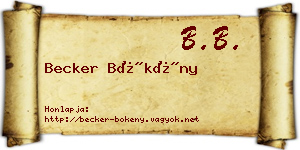 Becker Bökény névjegykártya